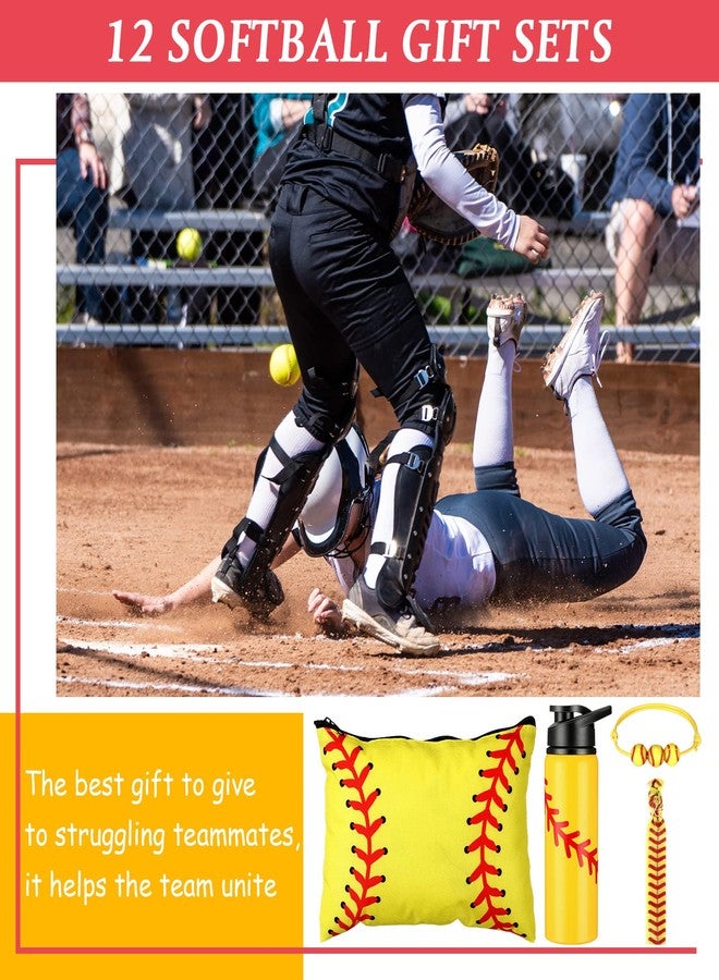 LEIFIDE 148 Pcs Softball Team Gifts Include Softball Water Bottle Makeup Bags Softball Bracelet Hair Ties Sticker Softball Accessories Softball Party Favors for Birthday Supplies - Image 4